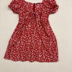 SHEIN Red Puff Sleeve Ruffled Midi Sundress 3XL women’s cute